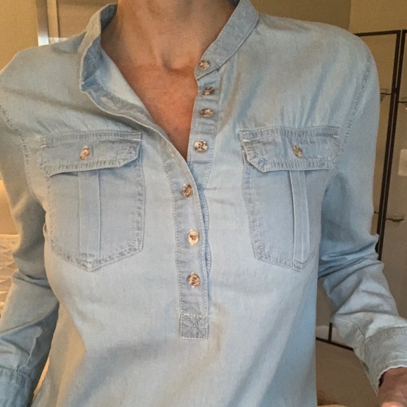 Blue cotton pullover shirt - Picture 2 of 7